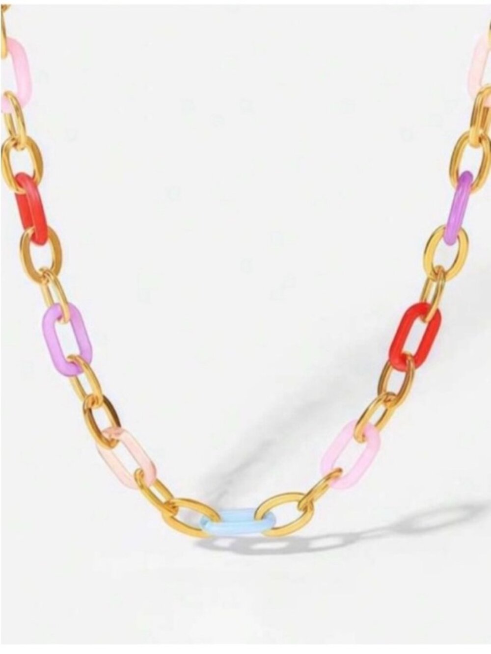 New! Colorful Gold Link Paperclip Chain Necklace NWOT